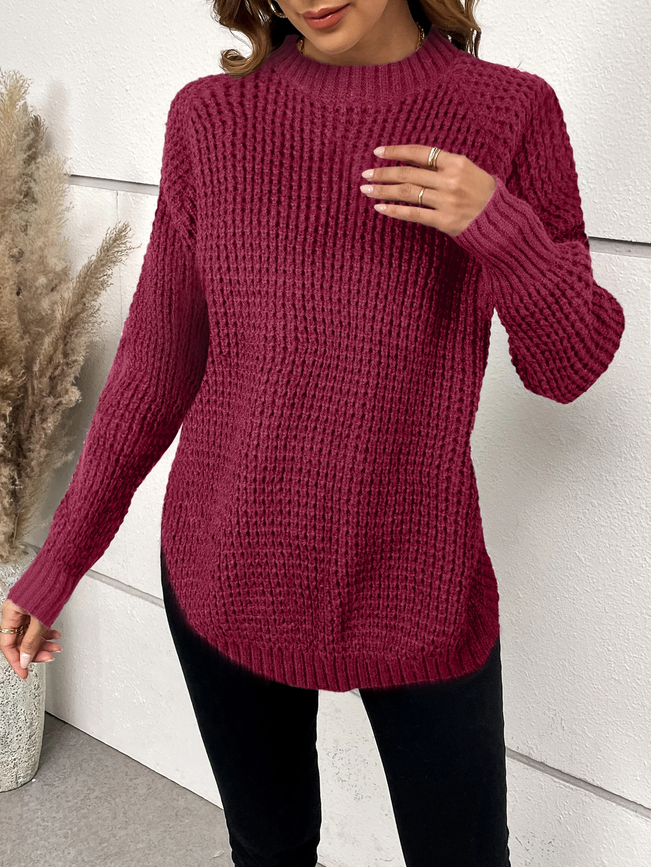 Womens Sweaters Trendy Balloon Sleeve Slouchy Knit Pullover Jumper,sueteres para mujeres