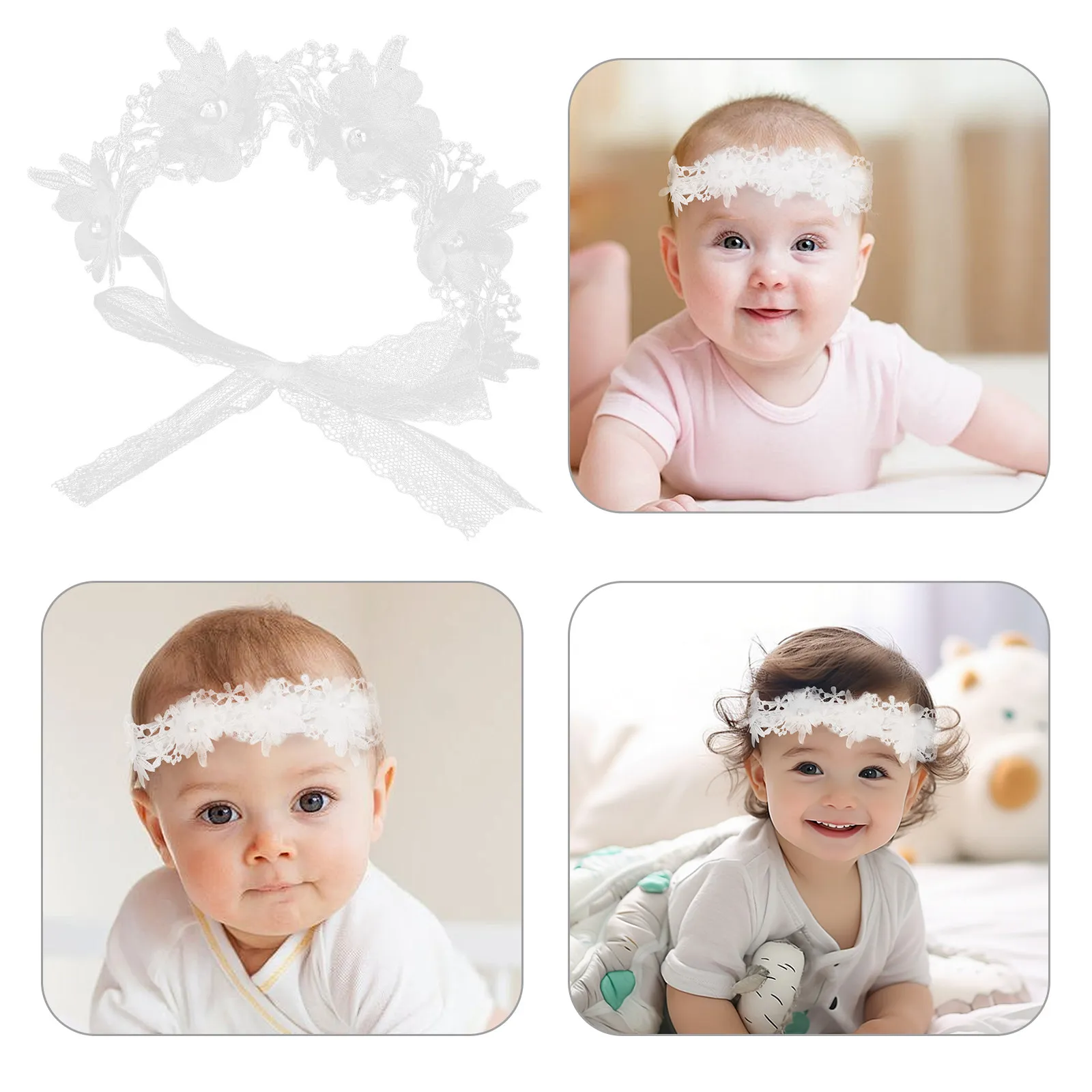 

Baby Girl Lace Flower Headband Comfortable Soft Infant Toddler Headband for Special Occasion Photo Props Baby Shower Birthday