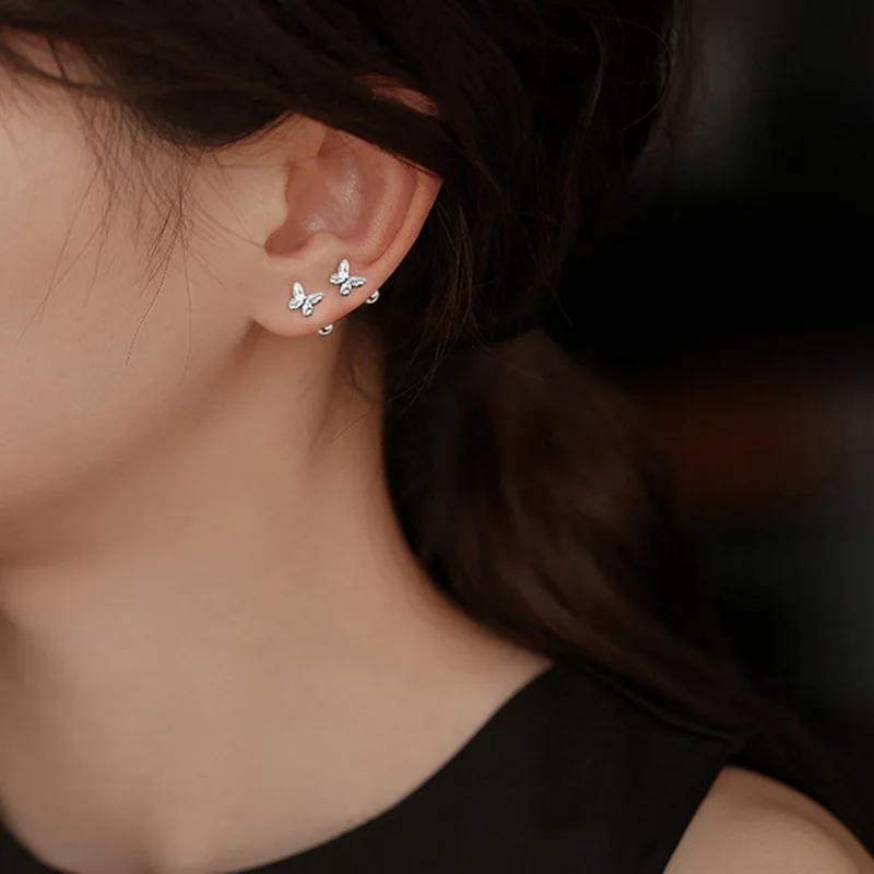 Korean Fashion Hollow out Butterfly Screw Back Stud Earrings for Women Personality Temperament Ear Piercing Jewelry Gift 2024