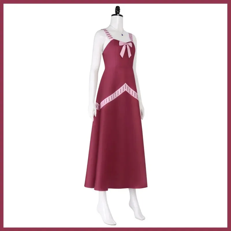 Аниме FAIRY TAIL Mirajane Strauss Косплей Костюм Красное платье на бретельках Ожерелье Парик Женский сексуальный милый карнавальный костюм на Хэллоуин, 5;d'2.y;