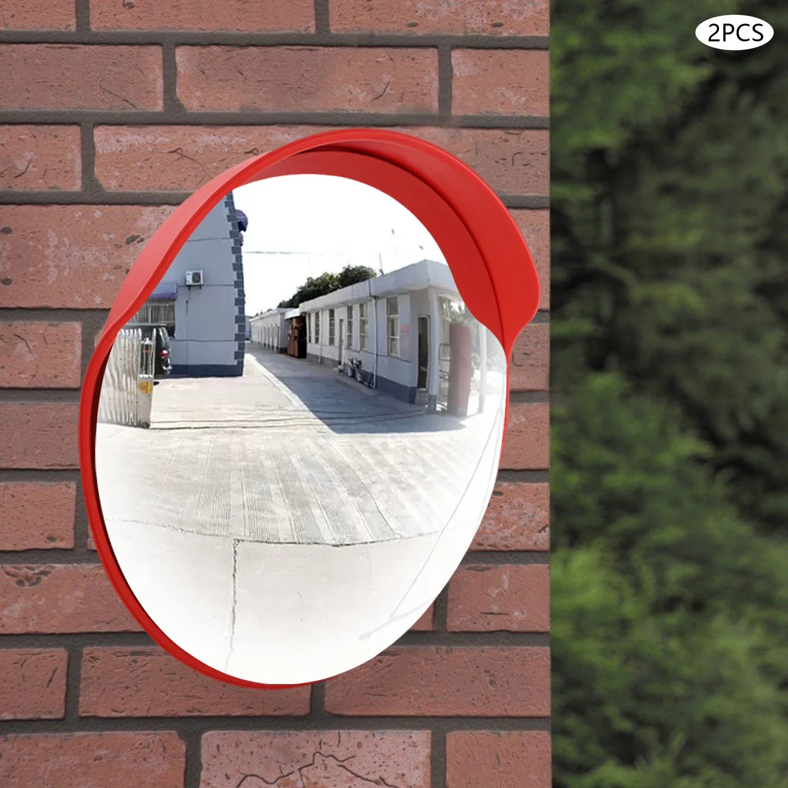 

2pcs 24-Inch (60cm) Outdoor Convex Safety Mirrors - Wide-Angle 230° Traffic Mirror for Driveway, Parking Lot, Garage, Warehouse