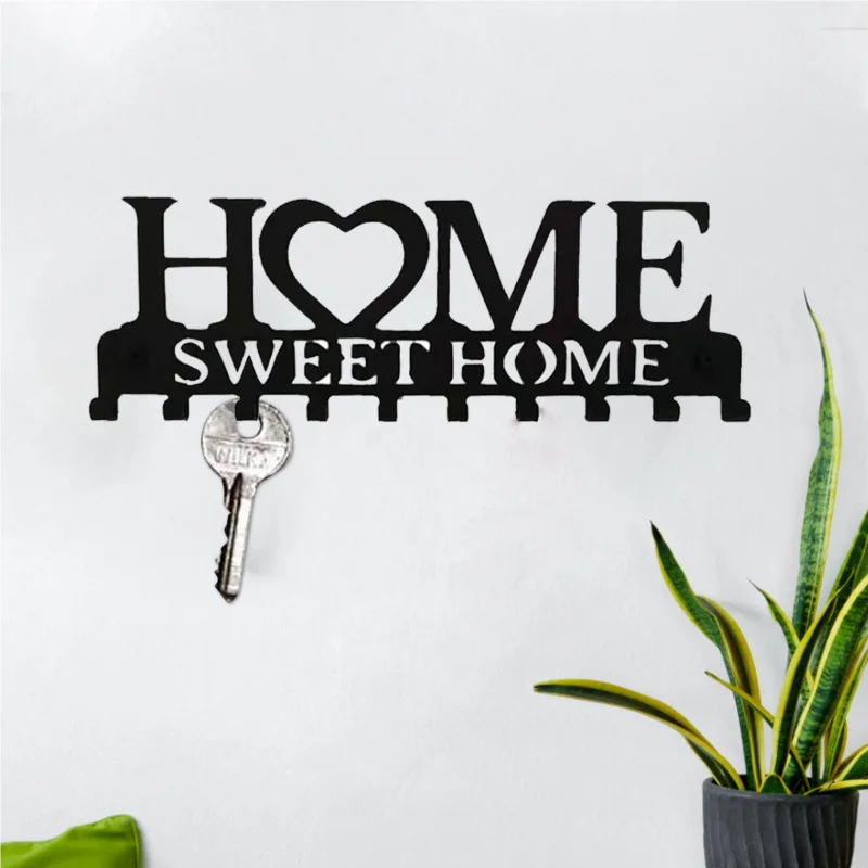 Sweet Home Black Metal Key Holder Cat Metal Key Hooks Balcony Clothes Rack Kitchen Organizer Bathroom Storage Hangers