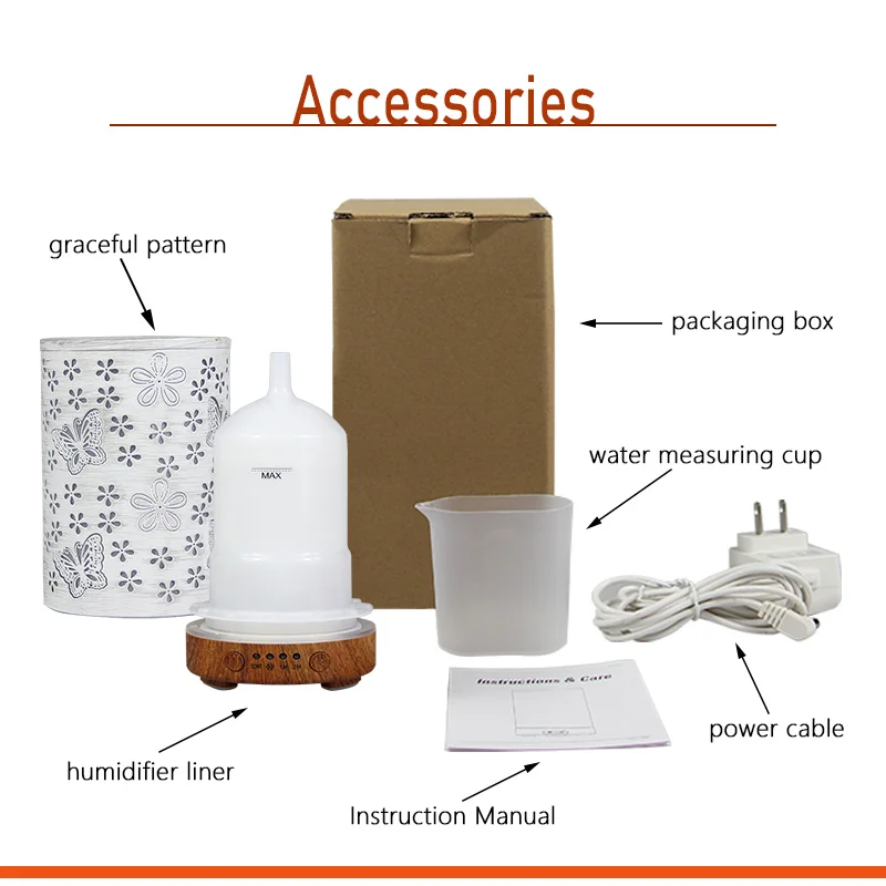 High Quality 100ml Aromatherapy Essential Oil Diffuser Metal owl Remote Control Ultrasonic Air Humidifier with 7 Colors Light