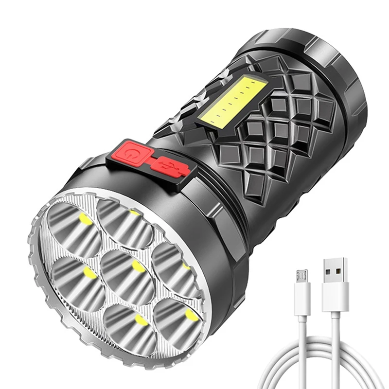 Super Bright Flashlight Ultra Powerful LED Torch Light Rechargeable 7COB Side Light 4 Modes Outdoor Adventure Flashlight
