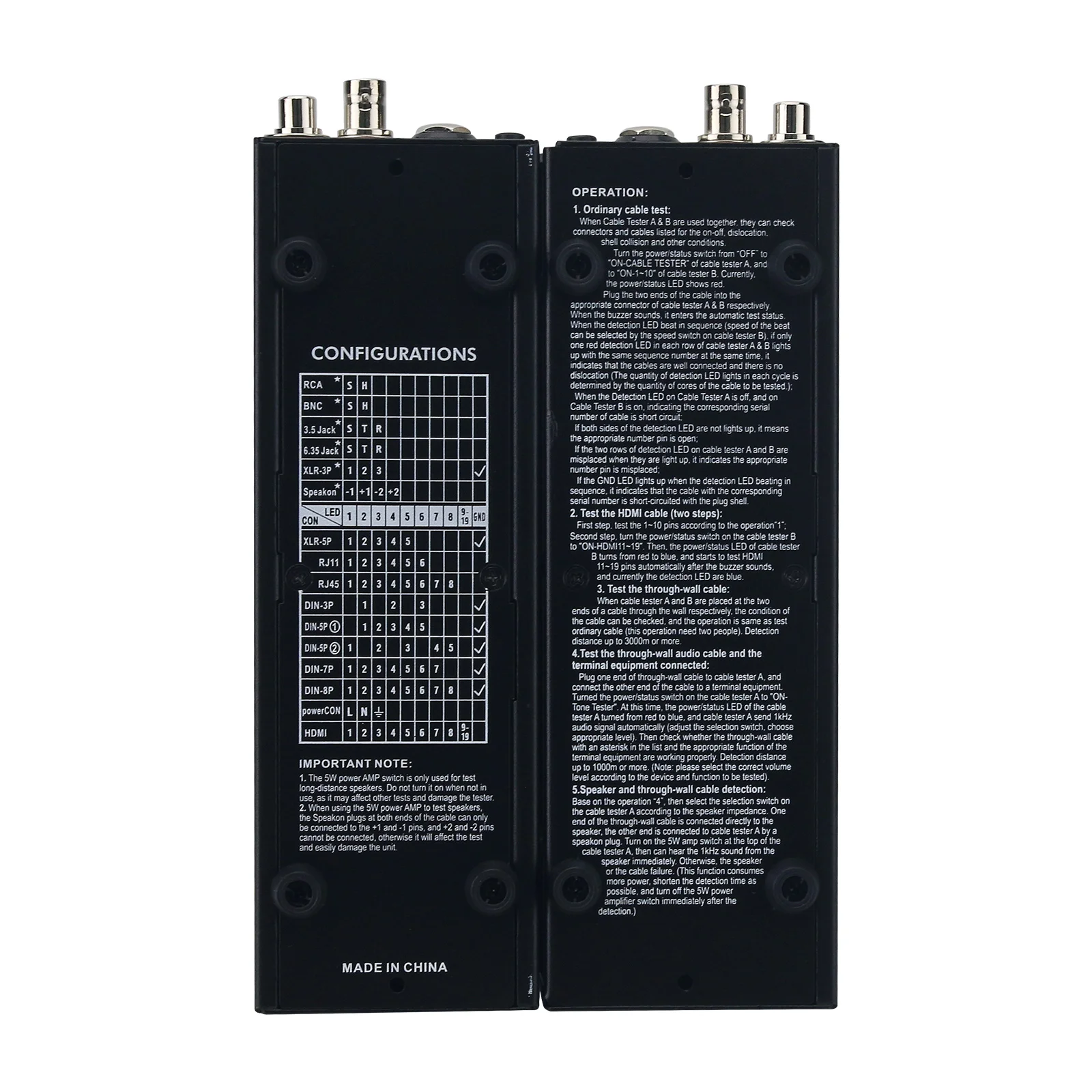 CT-88A Transmitter + CT-88B Receiver Audio Cable Tester RJ45 Cable Tester High Definition Compatible With 16 Types