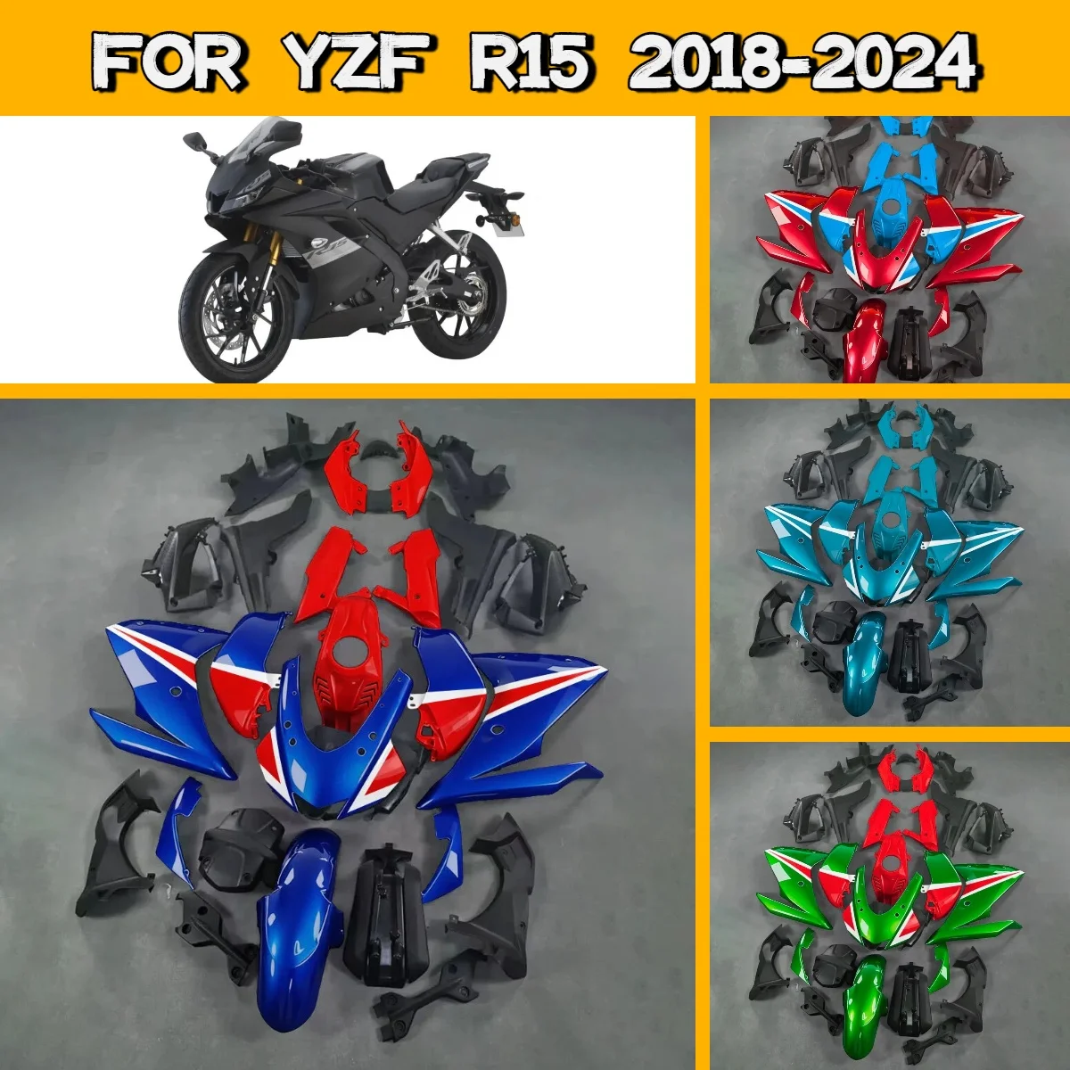 Quality Fairing Kit 2018-2024 YZFR15 Painted ABS Fairing Bodywork Cowl Kit for 18-24 Yamaha YZF R15 Customize Paint