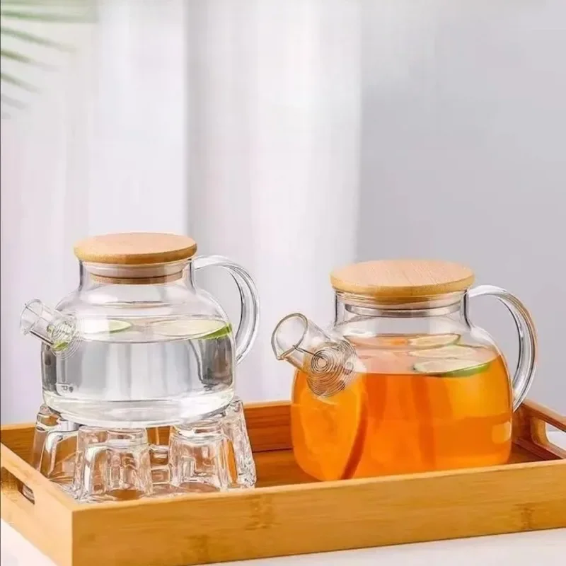 

1L/1.6L Transparent Borosilicate Glass Teapot Heat-Resistant Large Tea Pot Flower Tea Set Puer Kettle Coffee Pot Home Water Jug