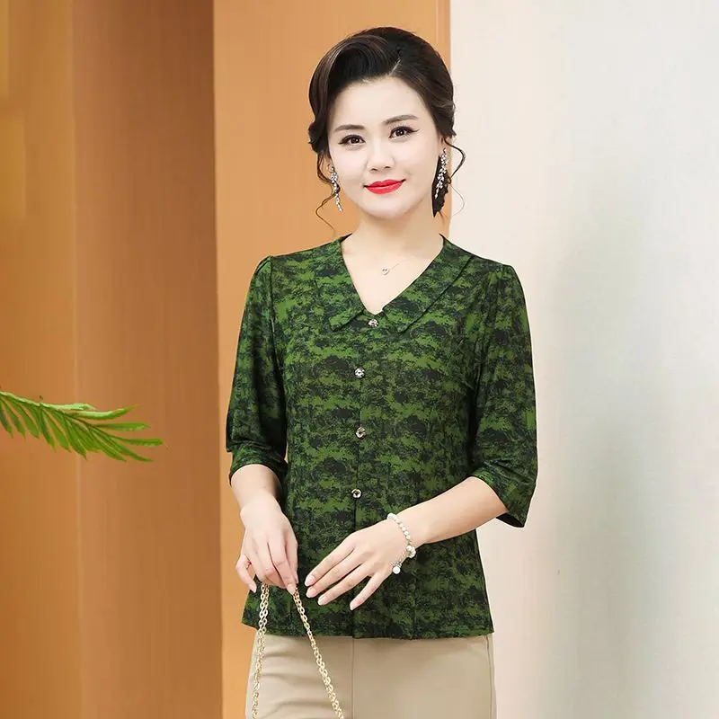 New Tops Fashionable Women 7-quarter Sleeves Loose and Fashionable Base to Make You Look Slim and Elegant T-shirt