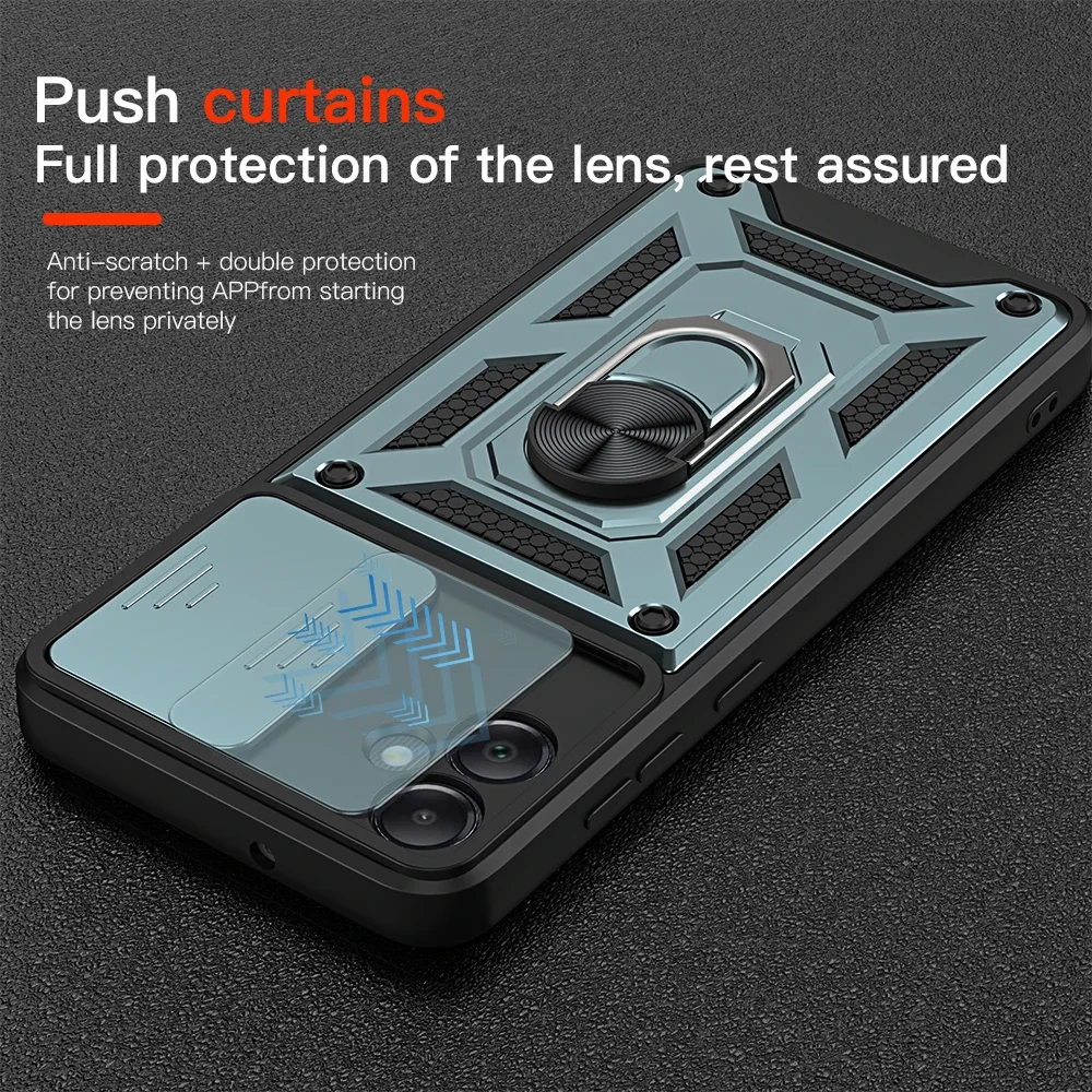 เคสสำหรับ Samsung Galaxy A05กรอบโทรศัพท์กันกระแทก, ฝาครอบแบบมีห่วงป้องกันสำหรับ A05ของซัมซุง A05S A54 A34เลนส์กล้องสไลด์