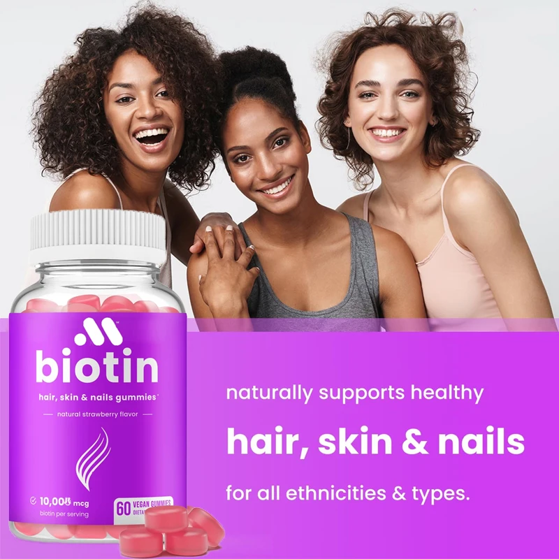 Biotin gummies 10000mcg suitable for healthy hair, skin, and nails 5000mcg hair vitamin gummies hair health supplements