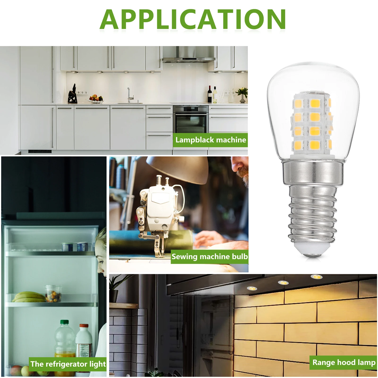 Ampoule de réfrigérateur E14 3W 220V, 4 pièces, ampoule Led, appareil à économie d'énergie, lampe pour lustre de réfrigérateur, pièce de rechange pour hotte de cuisine