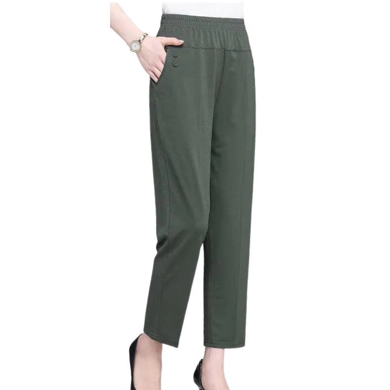 Pantalones rectos con bolsillos para mujer, pantalón de cintura elástica fina, adecuado para baile de fiesta diario Formal