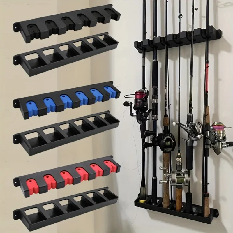 fishing rod holder - Easy-Install Black ABS Fishing Rod Holder - Wall Mounted - Tame Your Tackle, Own Your Garage!