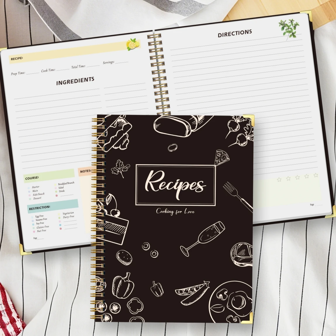 スパイラルバインディング付きレシピジャーナルノート、家族のレ - Cocktail Recipe Book のレビューと価格