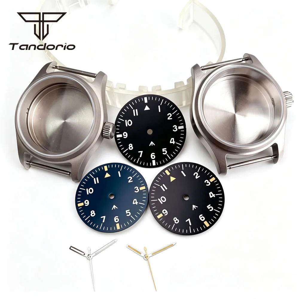 36mm Titanium/Steel Pilot Watch Case+29mm Dial Set Wristwatch Parts Sapphire Glass Fit VH31/NH35 NH36 NH38/ETA2824 PT5000 ST2130