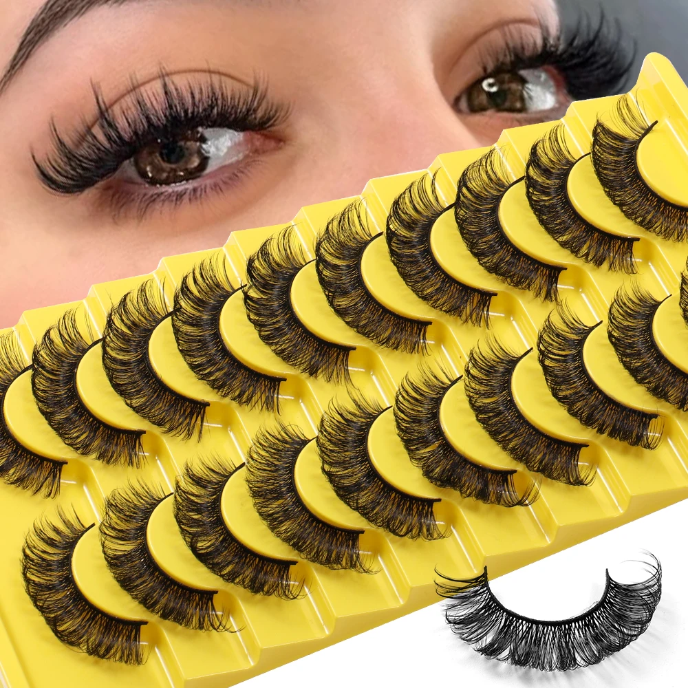 10 pairs of new fake eyelashes, naturally soft and thick, simulated synthetic eyelashes