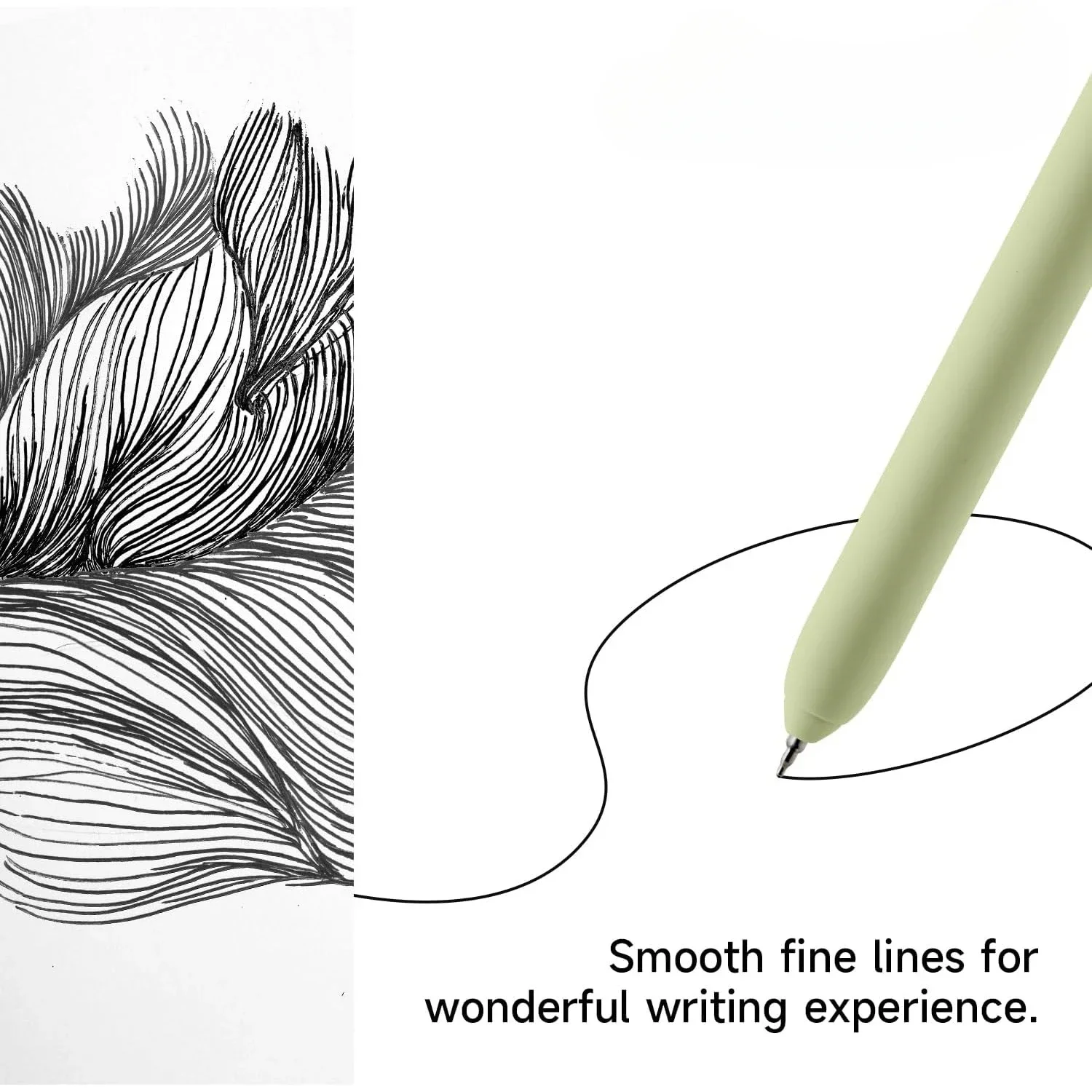 Intrekbare pen met zachte gelinkt, 11 pakjes zwarte inktpen, schattige pen, zachte emmer met fijne punt van 0,5 mm