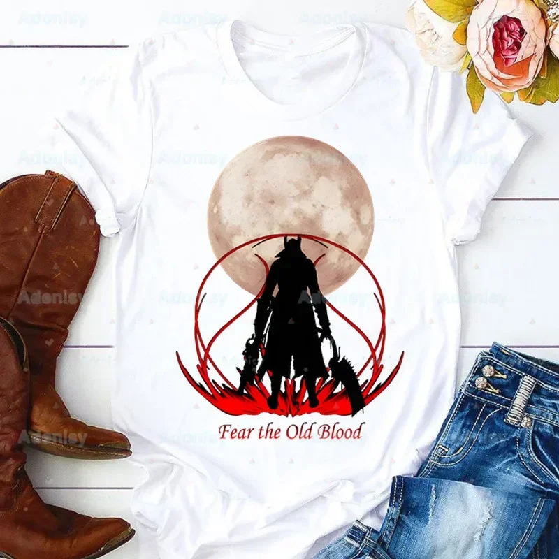 Bloodborne T Shirt  Blood Borne T-shirt Women 90s Graphic Maria Hunter Game T-shirt Harajuku Marker Symbol Tops Short Sleeve Tee