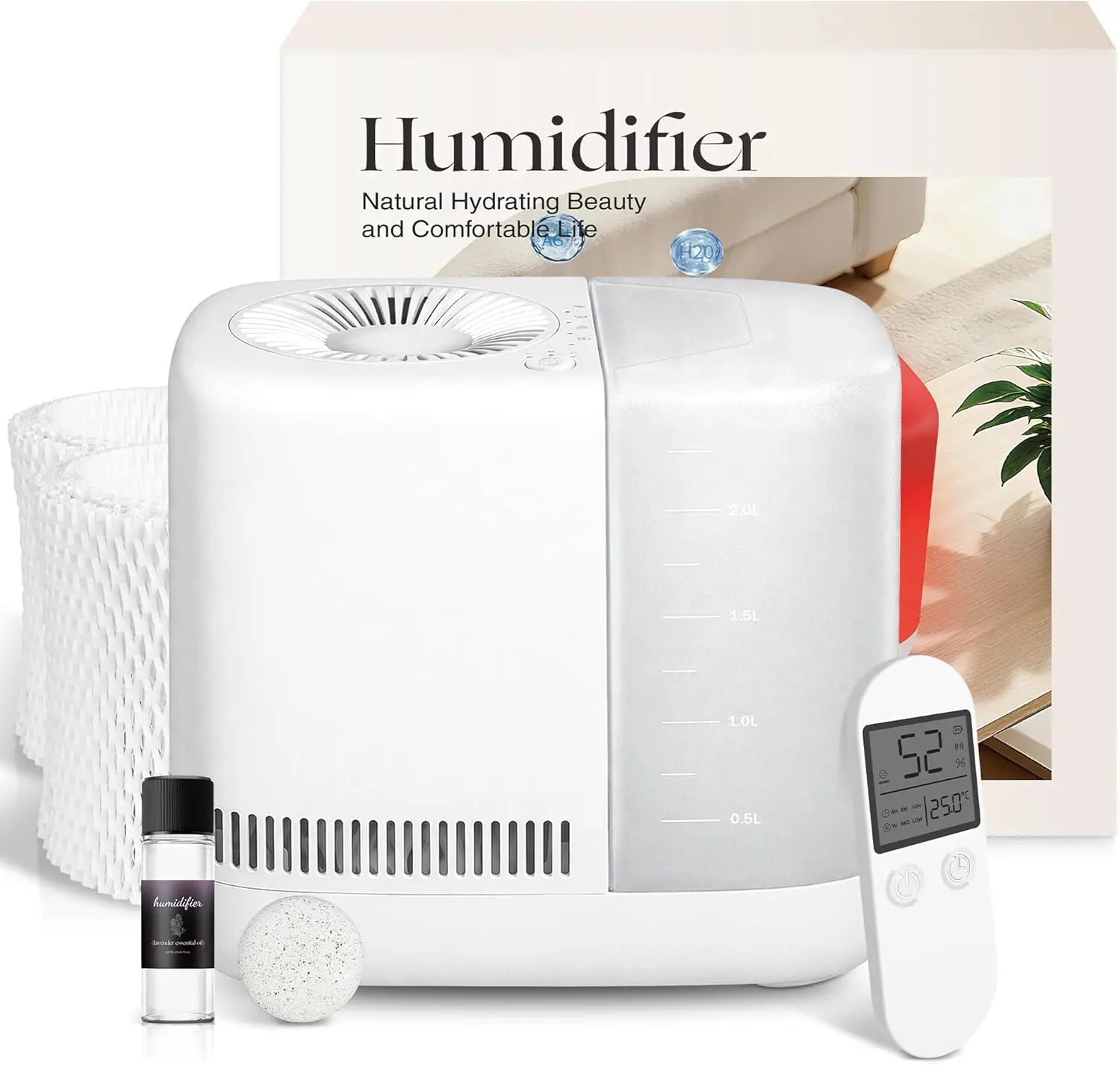 

Увлажнитель воздуха для спальни - без тумана, можно мыть в посудомоечной машине, умное дистанционное управление, красный свет для сна