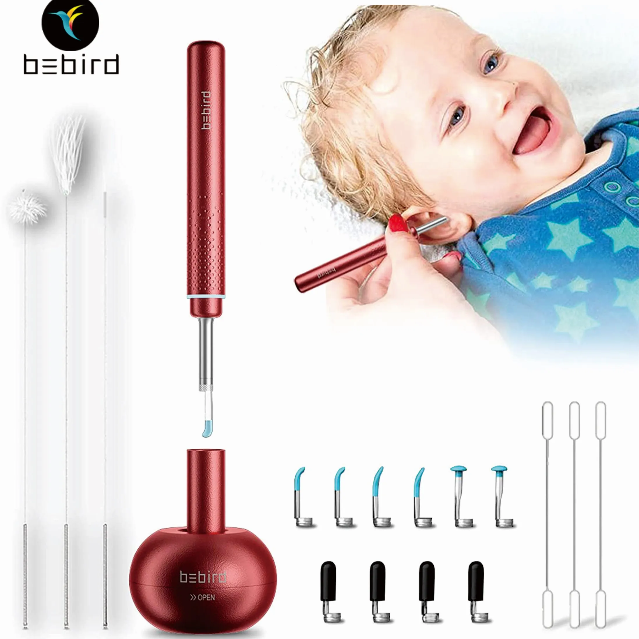 

Original Bebird M9 Pro R1 Ear Wax Removal Cleaner Tool Earwax Remover Magnet Metal Design Works With iPhone, iPad, Android