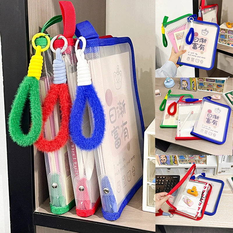 Tas File Ritsleting A4 Tas Organizer Penyimpanan Transparan PP Tas Tempat Folder File Tempat Alat Tulis