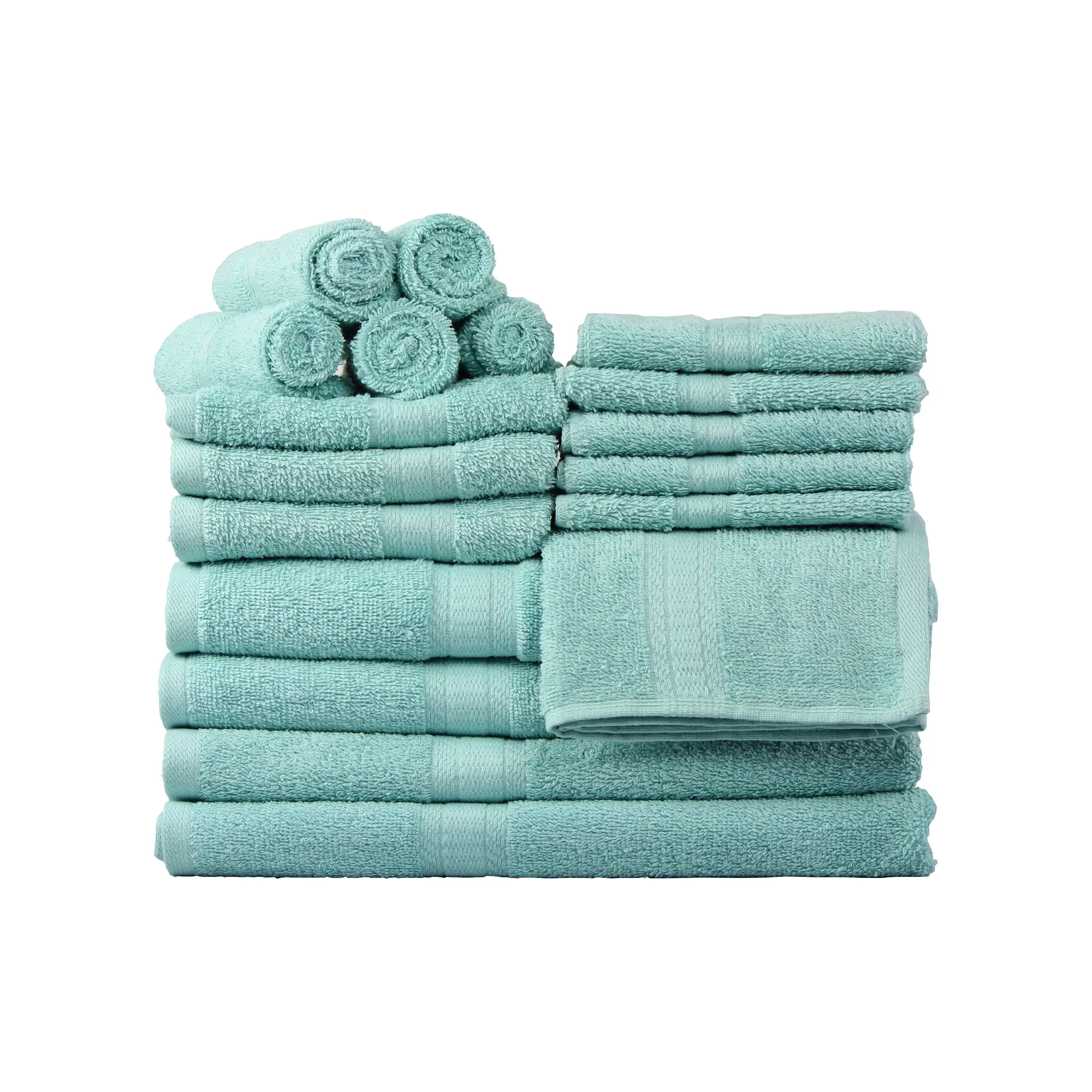 

18 Piece 100% Cotton Towel Set 4 Bath 4 Hand and 10 Washcloths Super Soft and Highly Absorbent Basic Solid Towel Set