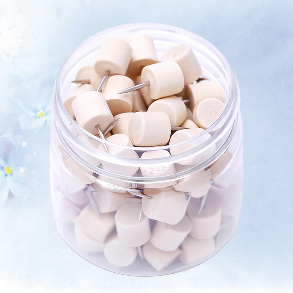 80 قطعة دبابيس ضغط برأس خشبي أسطوانة إبداعية مسامير إبهام للوحة الفلين لوحة الإعلانات لتقوم بها بنفسك خريطة اللوازم المدرسية المكتبية #3