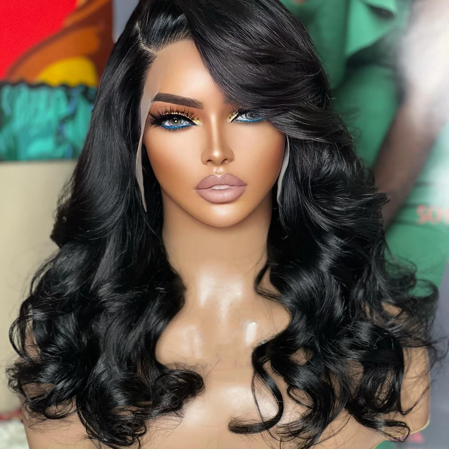Side Part Loose Wave Synthetic Lace Front Wig For Black Women Baby Hair Soft  Long Glueless Preplucked Heat Resistant