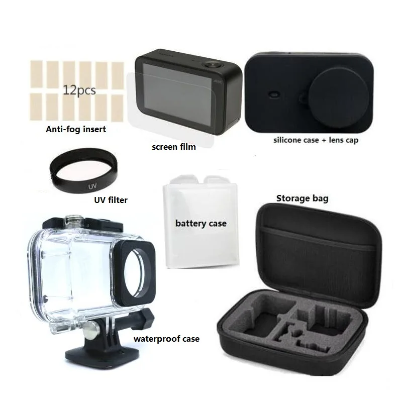 Akcesoria Mijia Mini kamera 4K Wodoodporna obudowa Obudowa baterii Pokrywa ramy Silikonowa osłona obiektywu Filtr UV Film dla Xiaomi