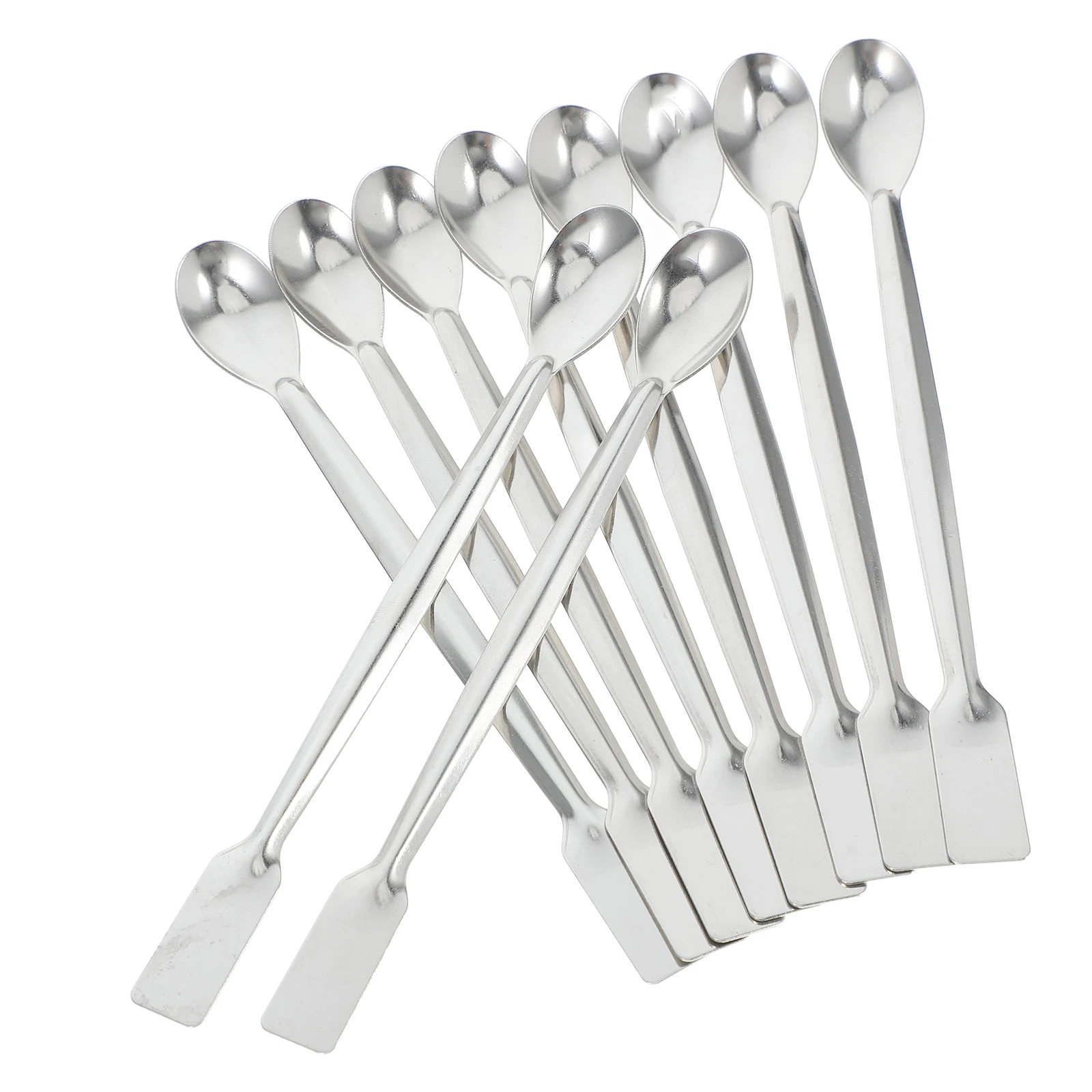 

10pcs Double Measuring Spoons Weighing Spoon Stainless Steel Lab Sample Spatulas Teaching Equipment