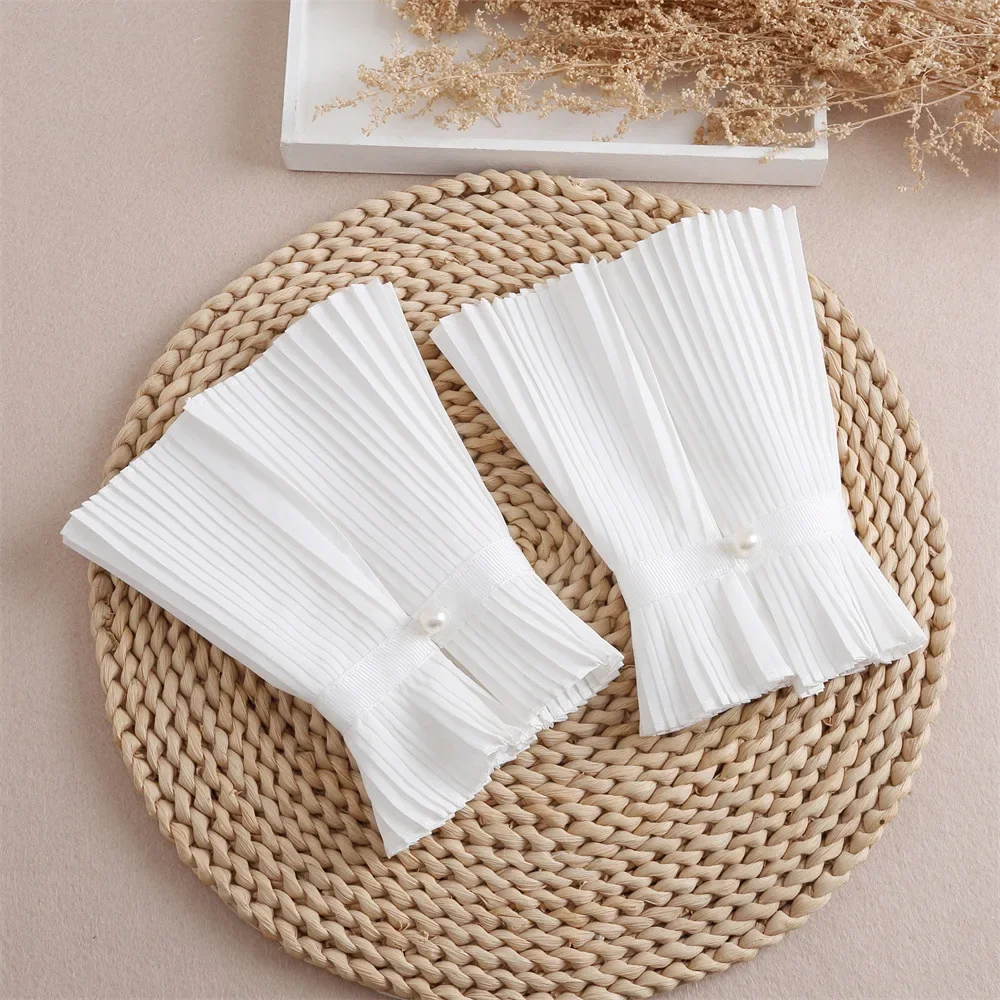 

Adult Fake Sleeve for Women Pleated Detachable Cuff Vintage White False Sleeves Decorative Girls Ruffles Fake Cuffs Accessory