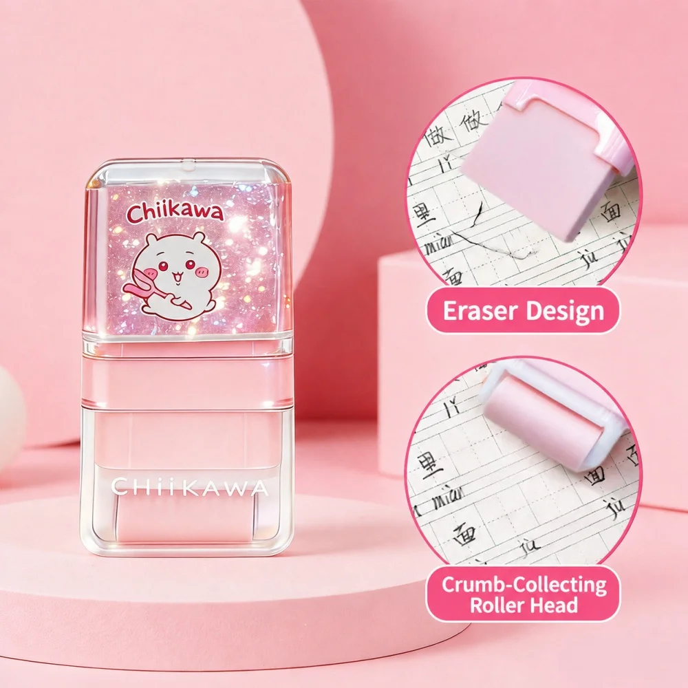 Genuine Chiikawa Usagi Hachiware Roller Eraser Cute Anime Crumb Cleaning Eraser for Students Teens Desk Supplies Gifts