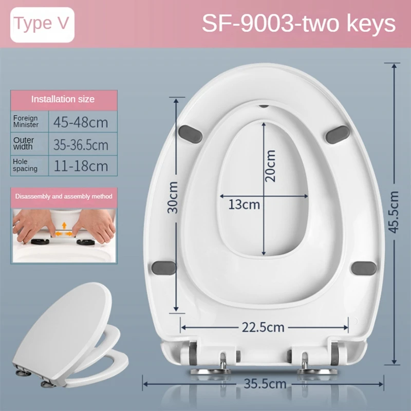 1 PCS Elongated Toilet Seat Quick-Release Hinges ABS Slow Close Heavy Duty, Never Loosen Toilet Seats For Adults And Children