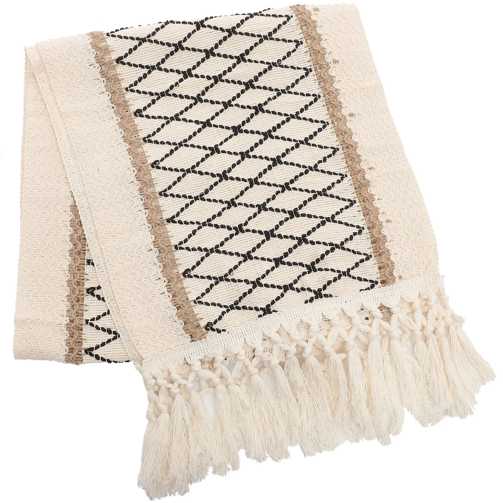 

Decorative Table Runner Cotton Linen Material Simple Design for Holiday Dining Room Hotel Living Room Farmhouse Wedding Party