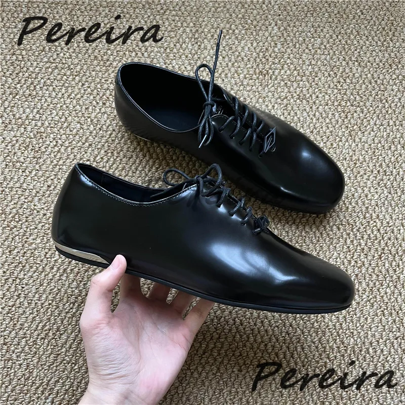 British Style Thick Soled Oxford Shoes for Men Round Toe PU Leather Lace-Up Casual Business Shoes Fashion Versatile Male Shoes