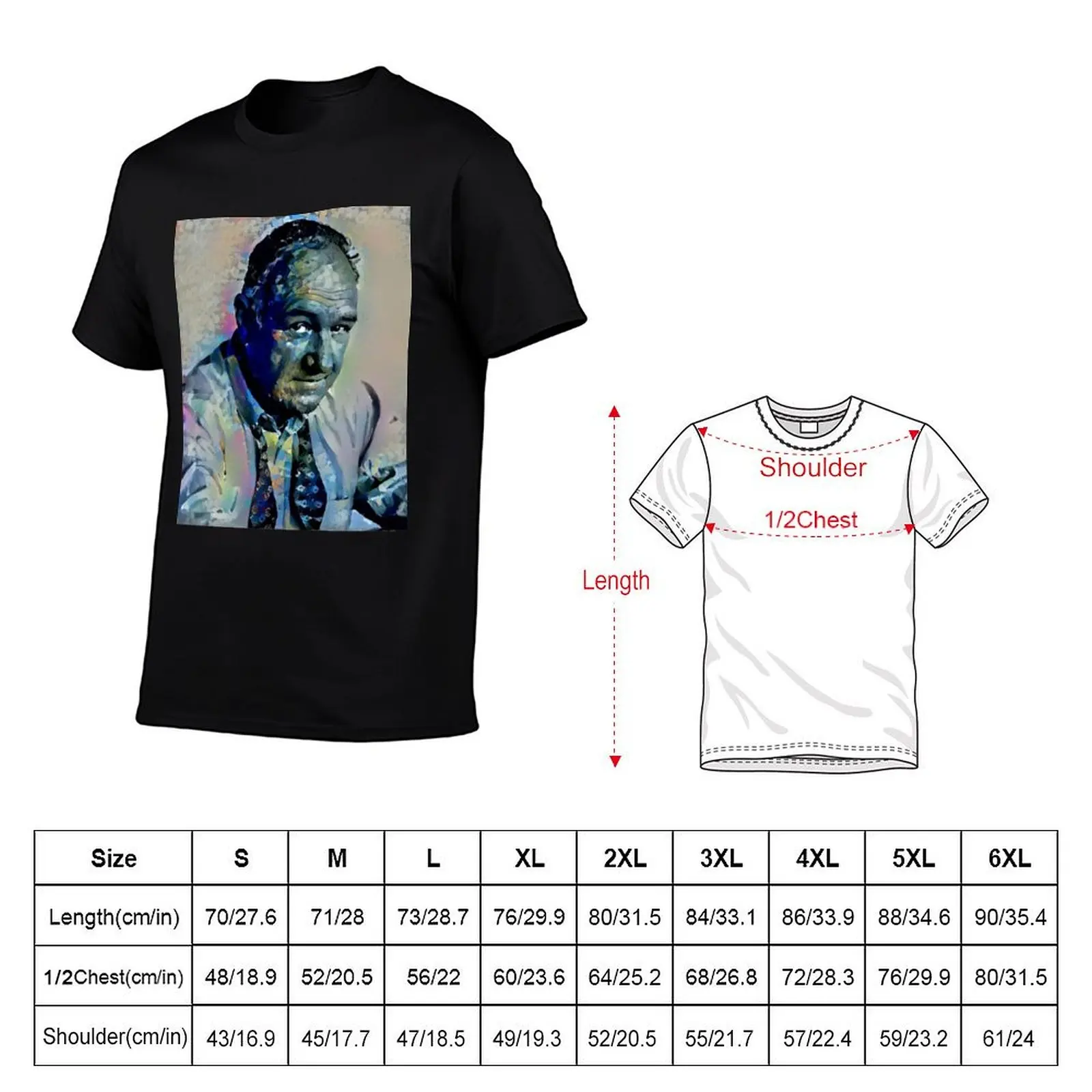 Gene Hackman Portrait Painting T-Shirt t shirts for man pack white t shirts for man cotton T-Shirt