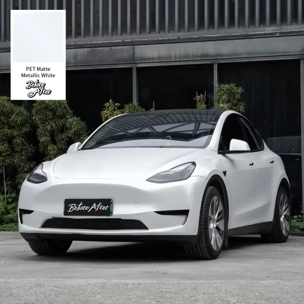 Electro Optic PET Matte Metallic White Satin Chrome Car Wraps Vinyl Film for Car Body