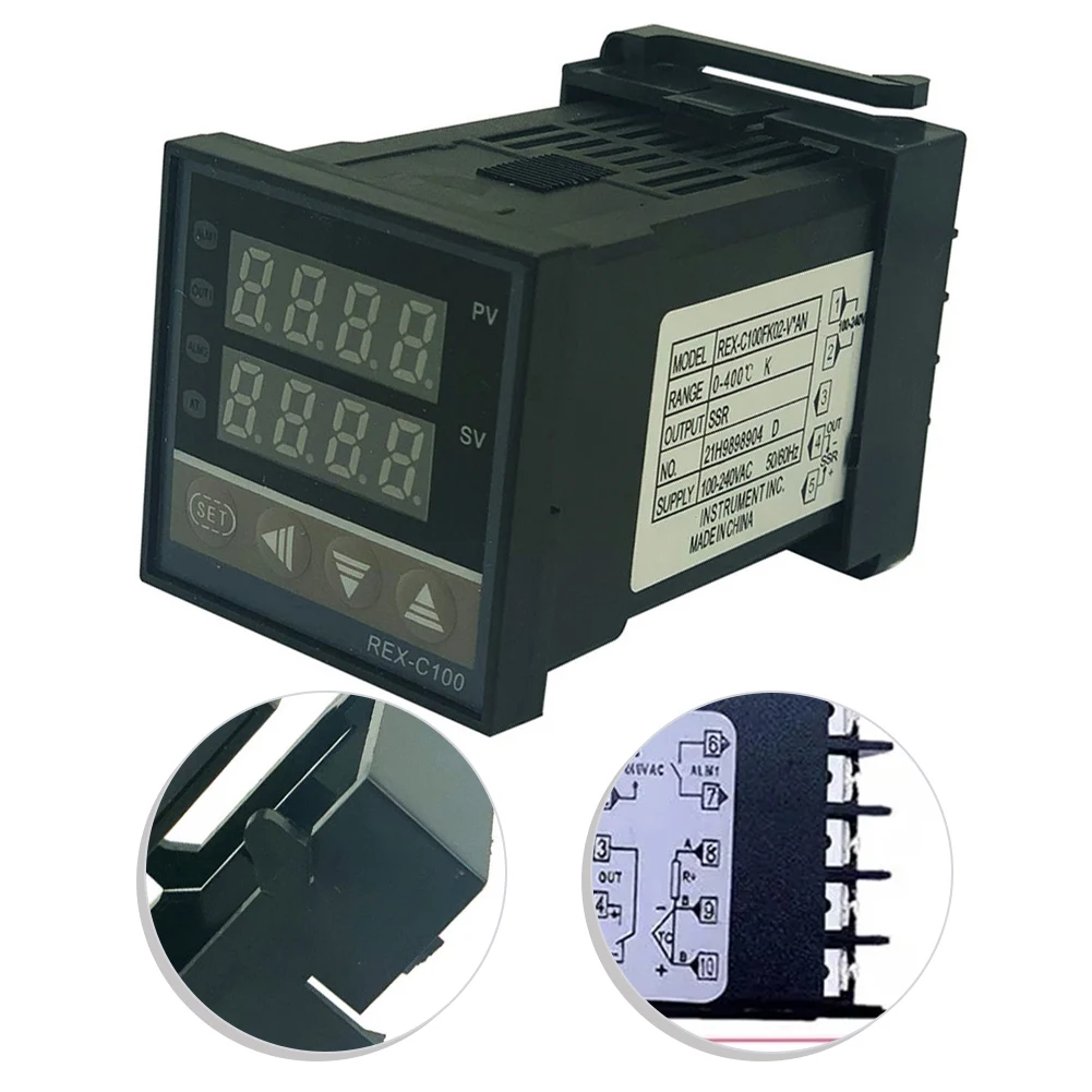 Compact 48x48mm Digital Thermostat with For SSR Output for K Type Thermocouple Sensors DC 3-32V 24-380V AC 40A Load Handling