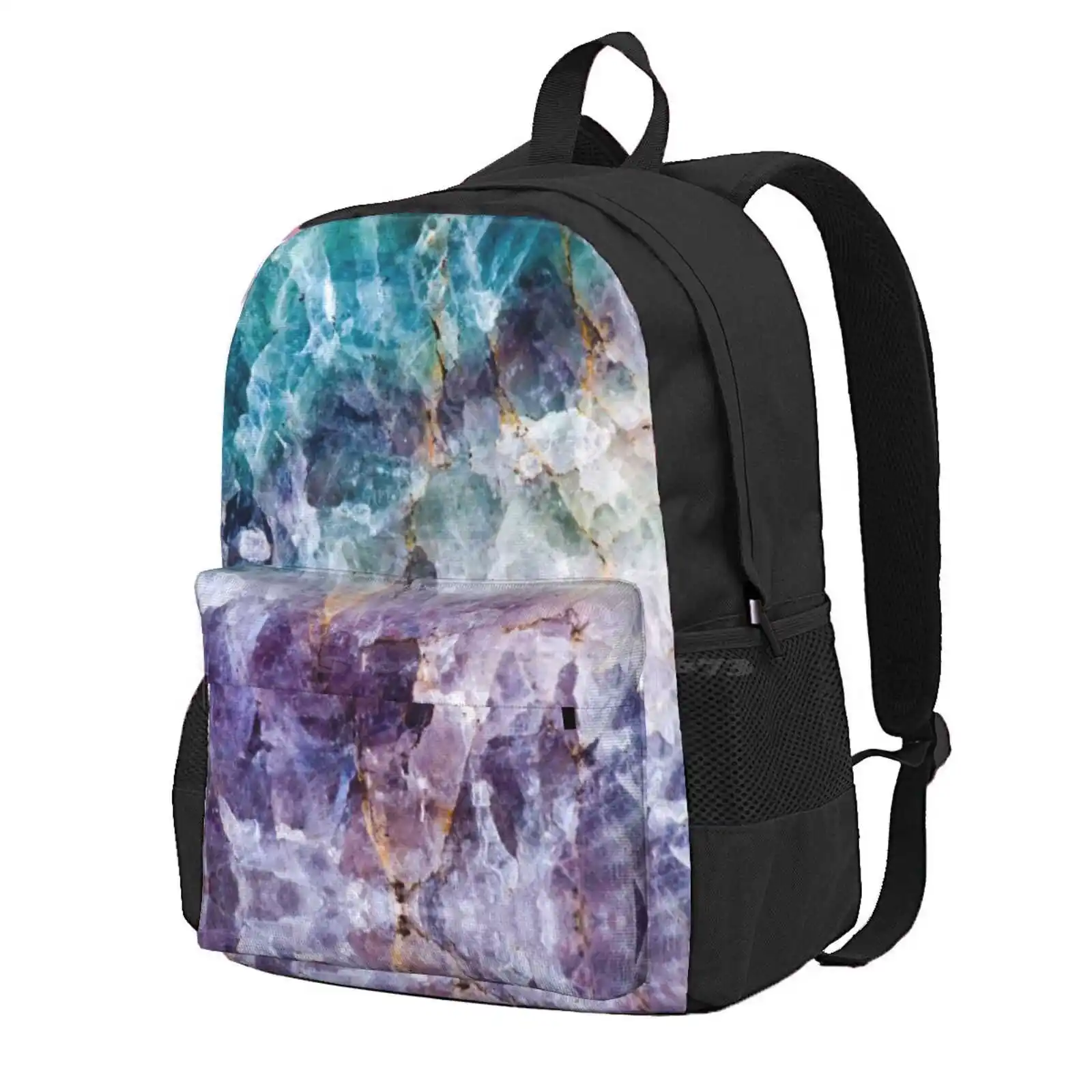 

Turquoise & Purple Quartz Crystal Hot Sale Schoolbag Backpack Fashion Bags Agate Geode Crystal Mineral Gemstones Jewels Marble