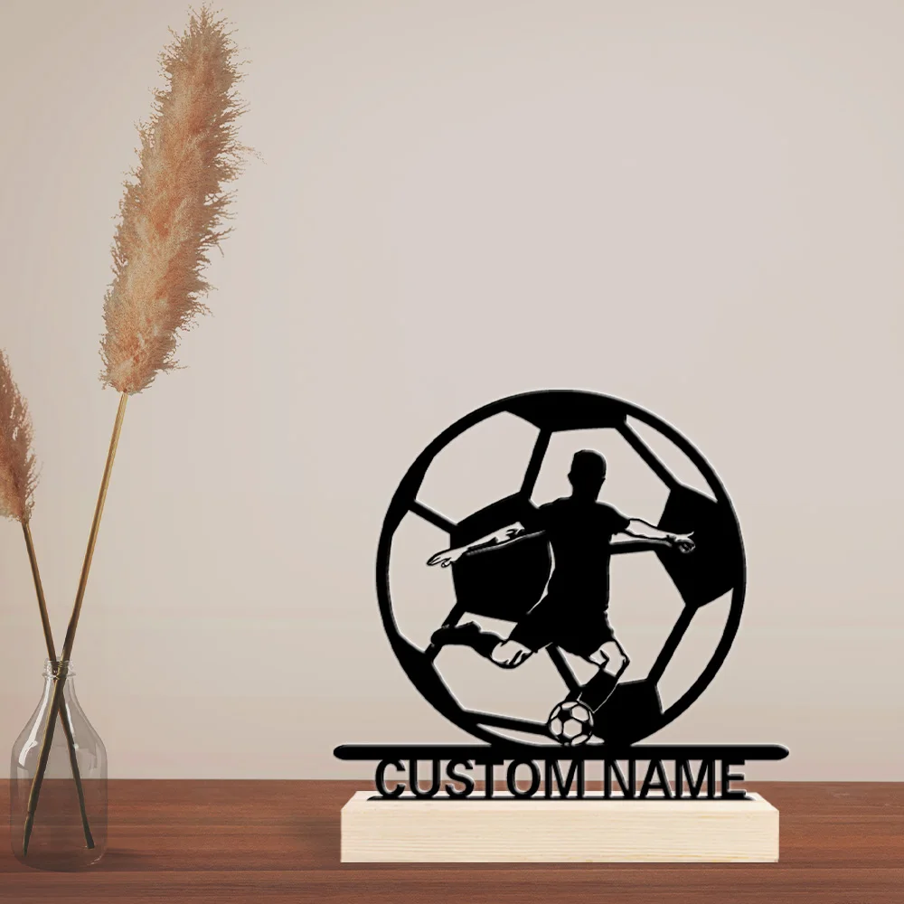 1pc Interesting Metal Desktop Decoration Custom Content With Wooden Base Office Decoration,Christmas and Housewarming Gifts
