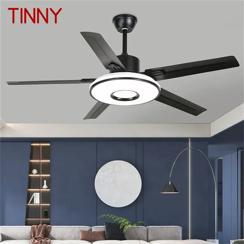 TINNY Modern Fan Light Luxury Living Room Restaurant Bedroom Study LED Ceiling Fan Light Remote Electric Fan Light