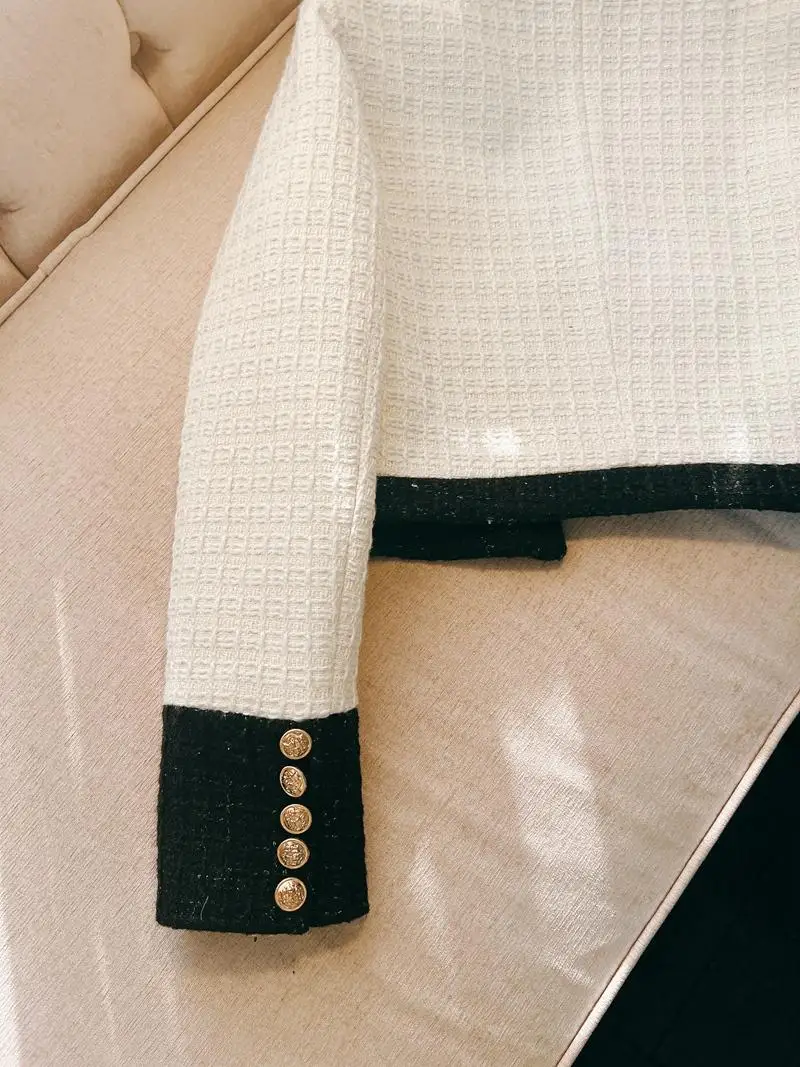   OL Commute ort Coat Gold Button Design Ele Ladylike Rich Girl Sle Faionable Tailored Fit Polyester Fabric