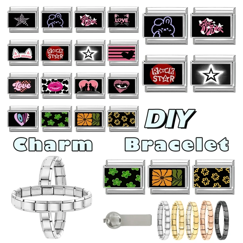 جديد جميل الحيوانات الأليفة القطط والكلاب وصلات سحرية إيطالية تناسب 9 مللي متر سوار الفولاذ المقاوم للصدأ النساء الرجال DIY بها بنفسك صنع المجوهرات #6