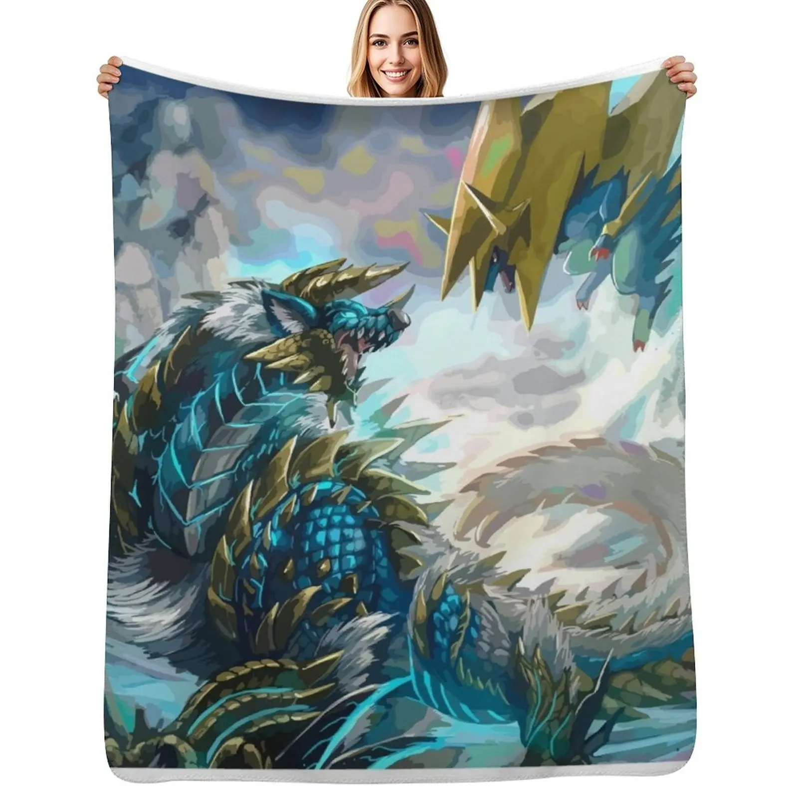 

Monster Hunter Throw Blanket Long Lasting Soft Plush Blanket for Daily Use