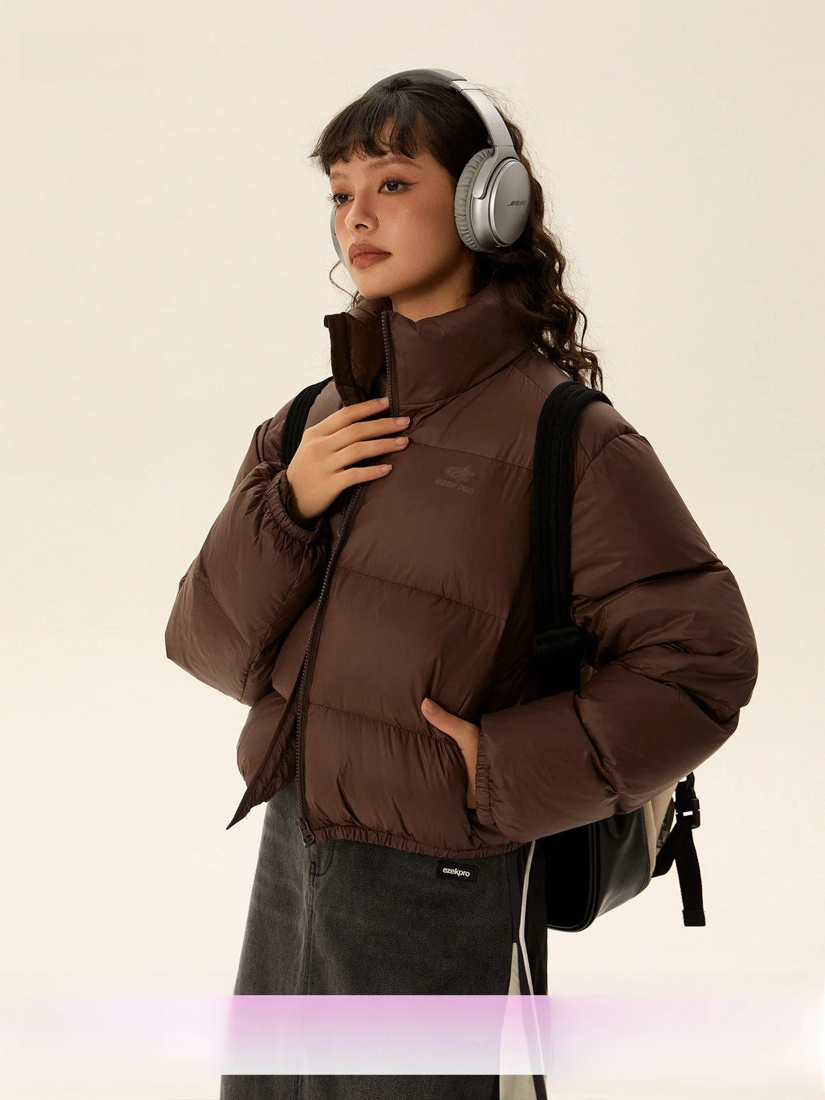 

EZEK ort Женское пуховое пальто с воротником-стойкой и принтом 90, белое пальто Du Feather Bread Sle, теплая зимняя верхняя одежда Thiened