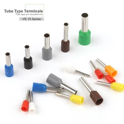 100pcs VE TUBE Cord End Terminals E1508 E1510 E1512 E1518 insulating Ferrules Tubular Terminal Wire Connector For 16 AWG 1.5mm2