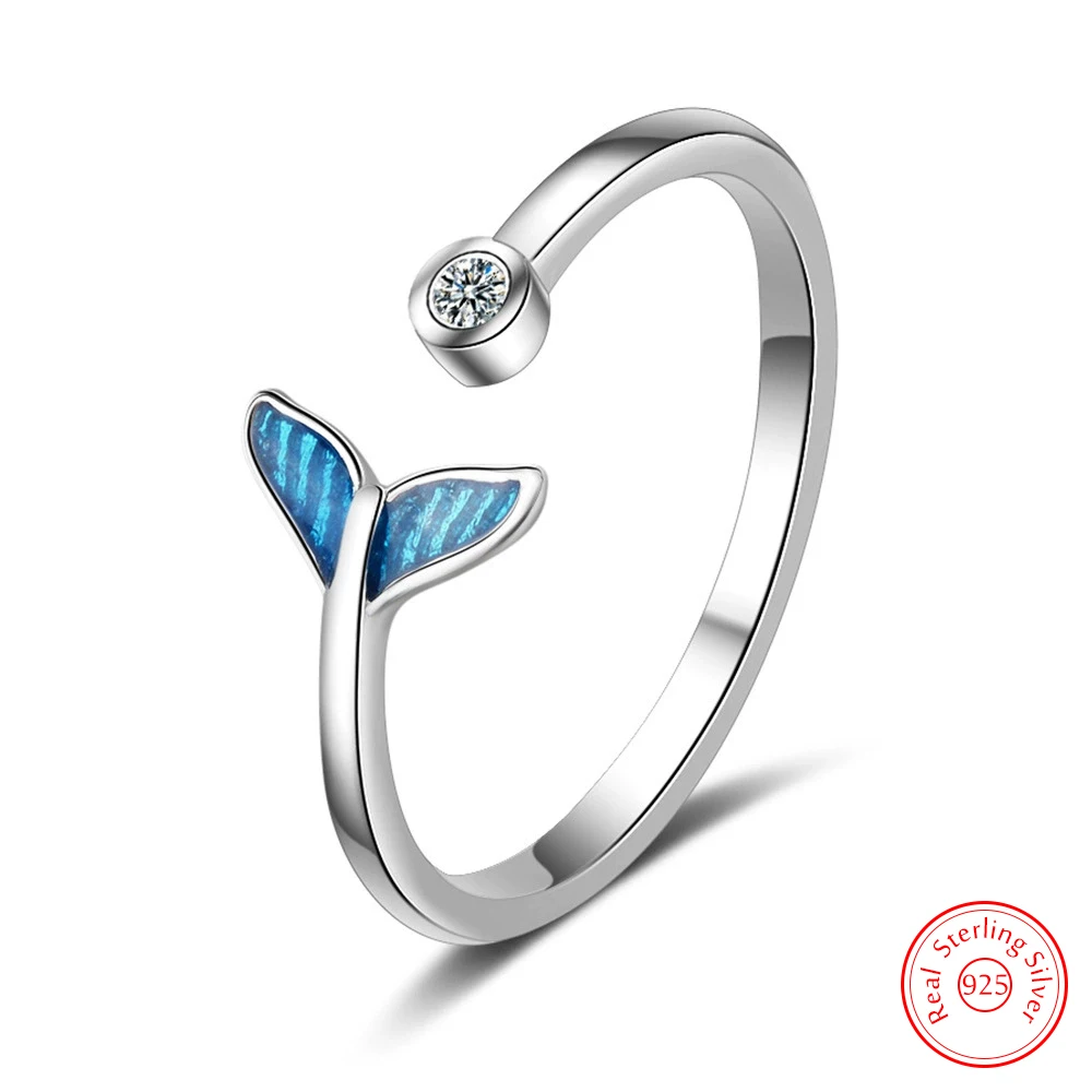 

Solid 925 Sterling Silver Jewelry Vintage Fish Tail Ring For Woman New FQL25117