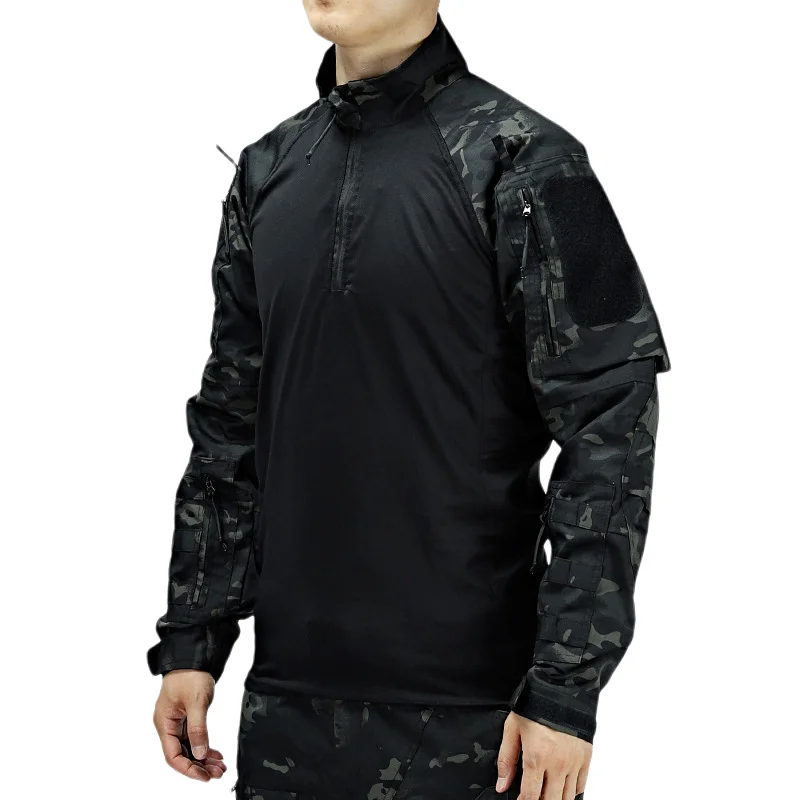 2024 Causal Men Tactical Shirts Long Sleeve Pullover Zip Shirt Breathable Outdoor Hunting Hiking Training Clothes Plus Size 4XL