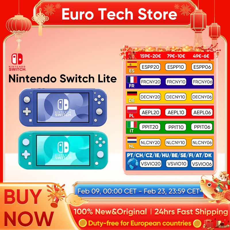 Nouvelle console de jeu portable Nintendo Switch Lite, légère et portable, contrôleur Joy Con intégré, option multicolore