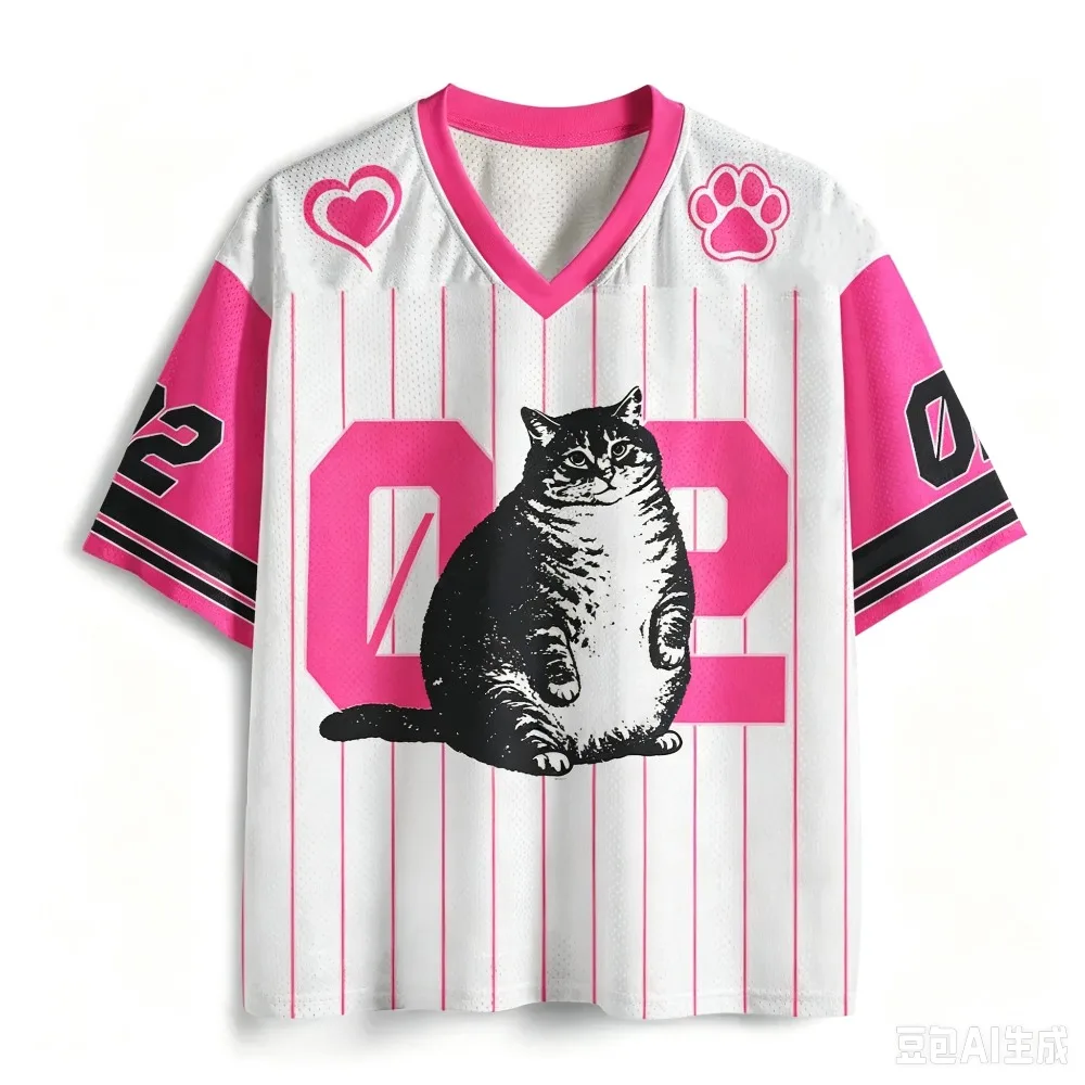 Japanischer Glückskatzen-3D-Druck Schnelltrocknendes Atmungsaktives Sport-T-Shirt für Männer und Frauen mit V-Ausschnitt, Modisches Streetwear Y2K Eltern-Kind-Kleidung – Detail 5